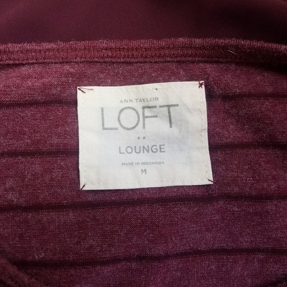 Loft Lounge thin knit maroon top sheer hem M - Picture 4 of 7